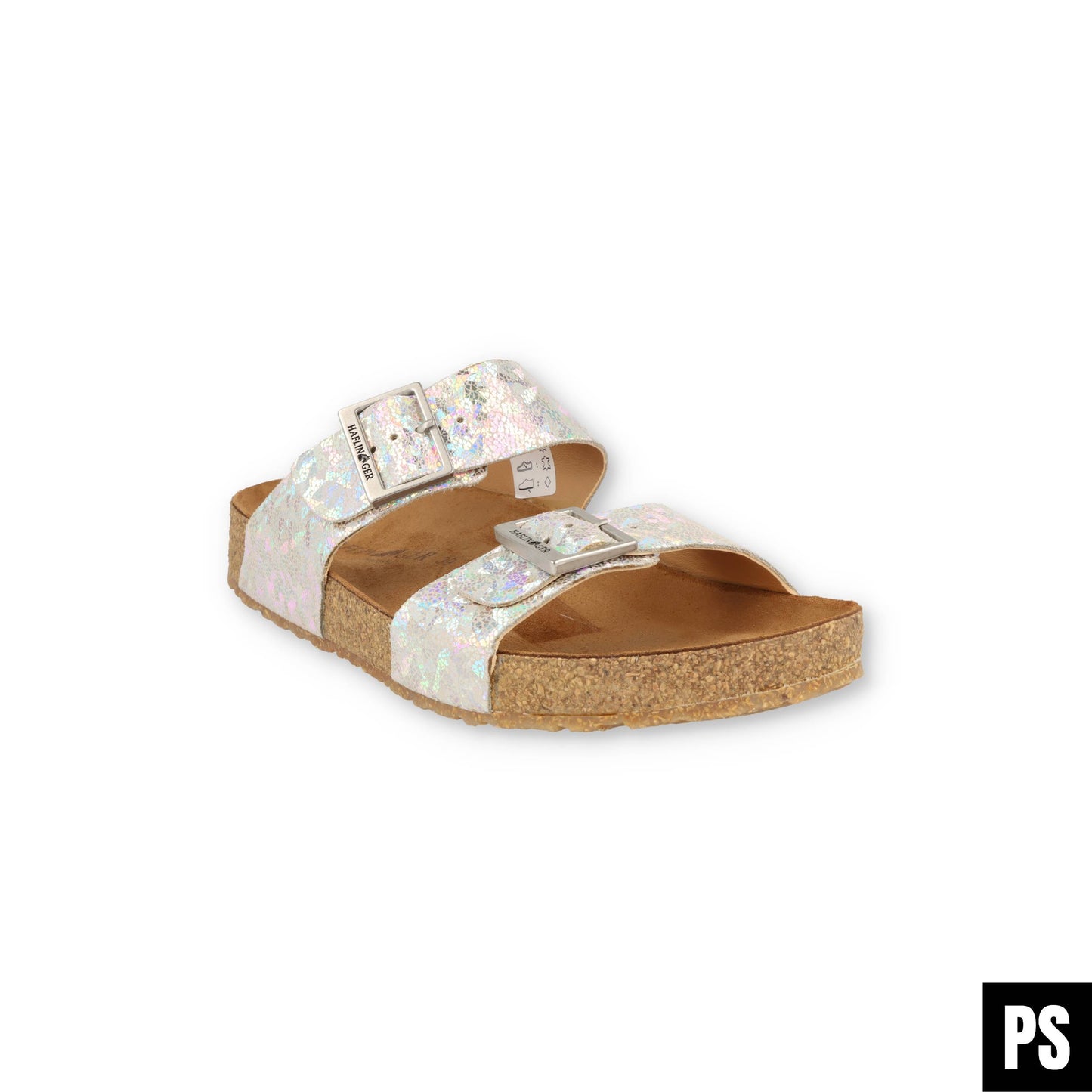 Haflinger Andrea Bio Pantolette beige silber Kork Fussbett