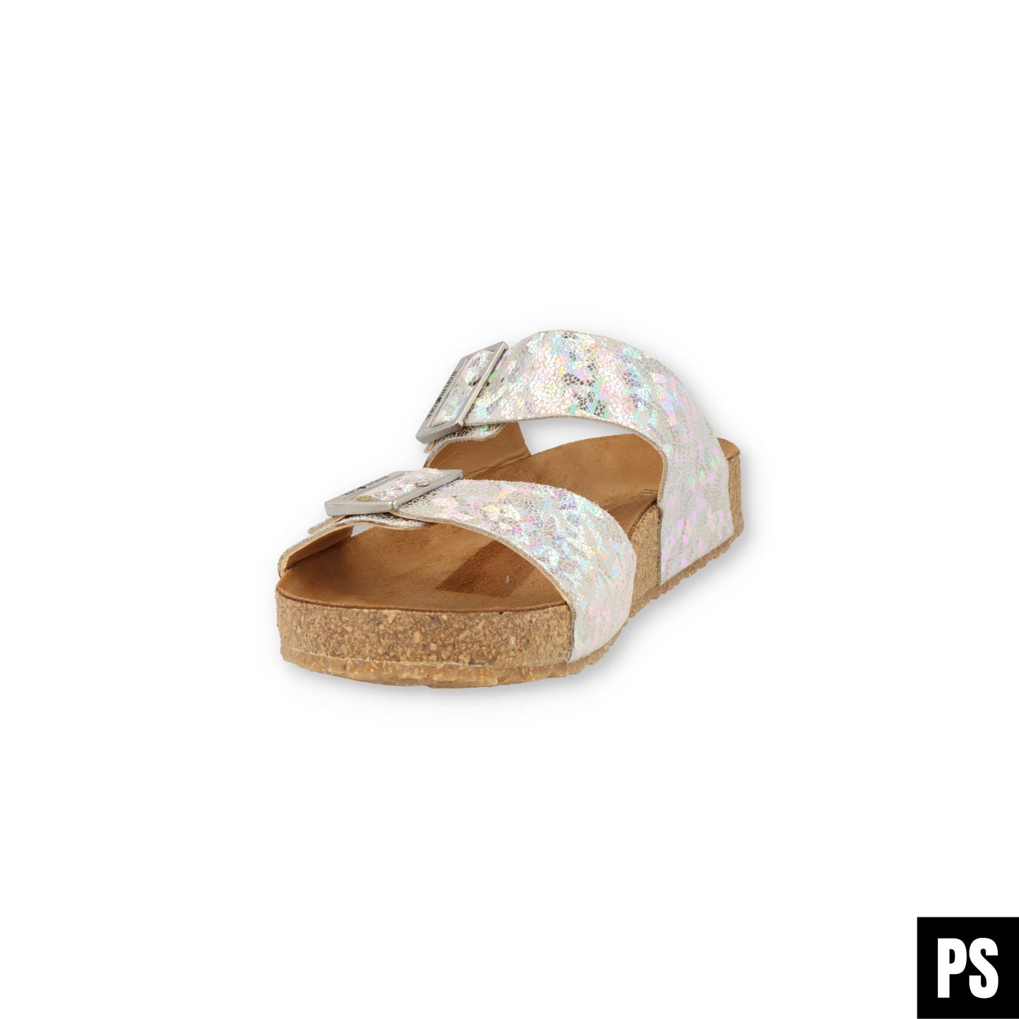 Haflinger Andrea Bio Pantolette beige silber Kork Fussbett