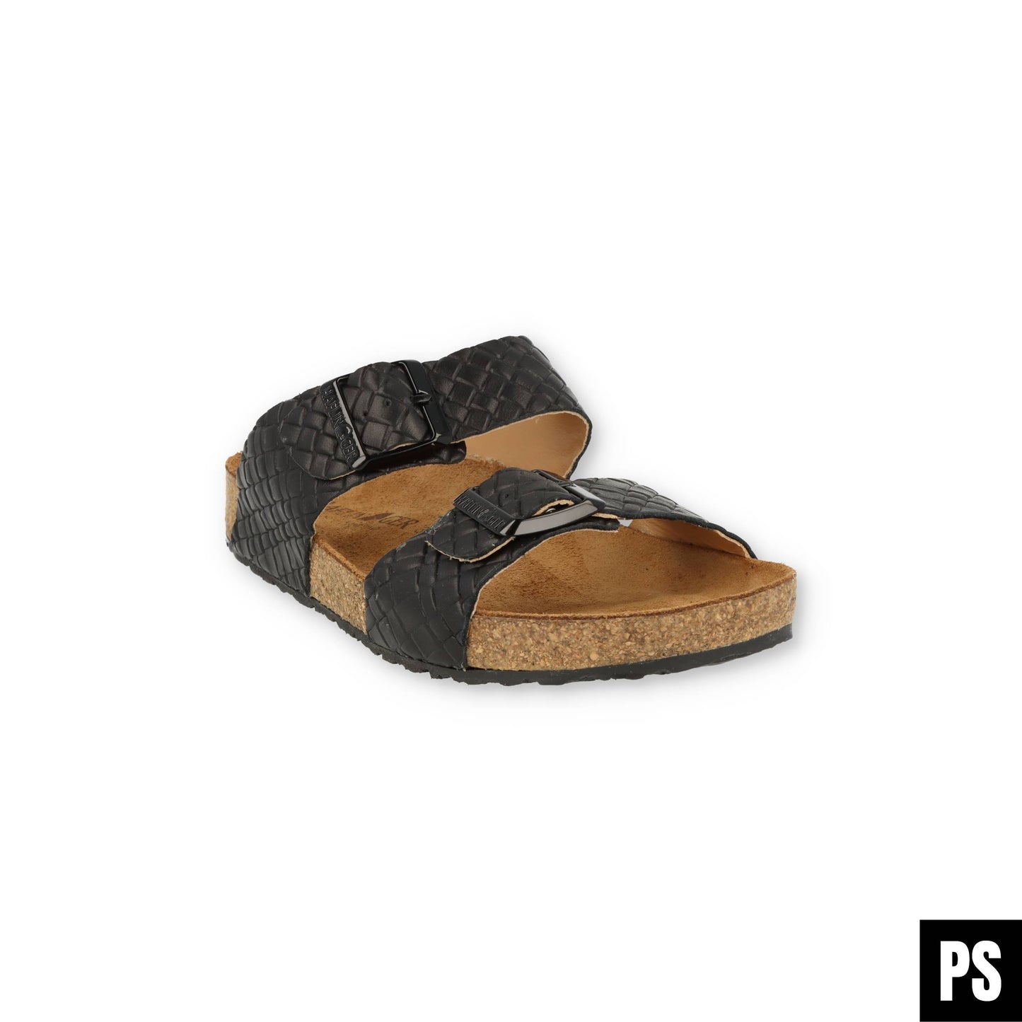 Haflinger Andrea Bio Pantolette schwarz intreccio Kork Fussbett