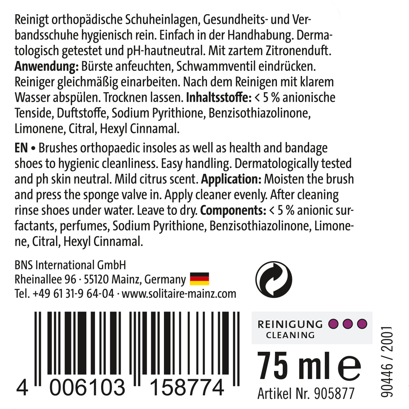 Solitaire Ortho Cleaner 75ml