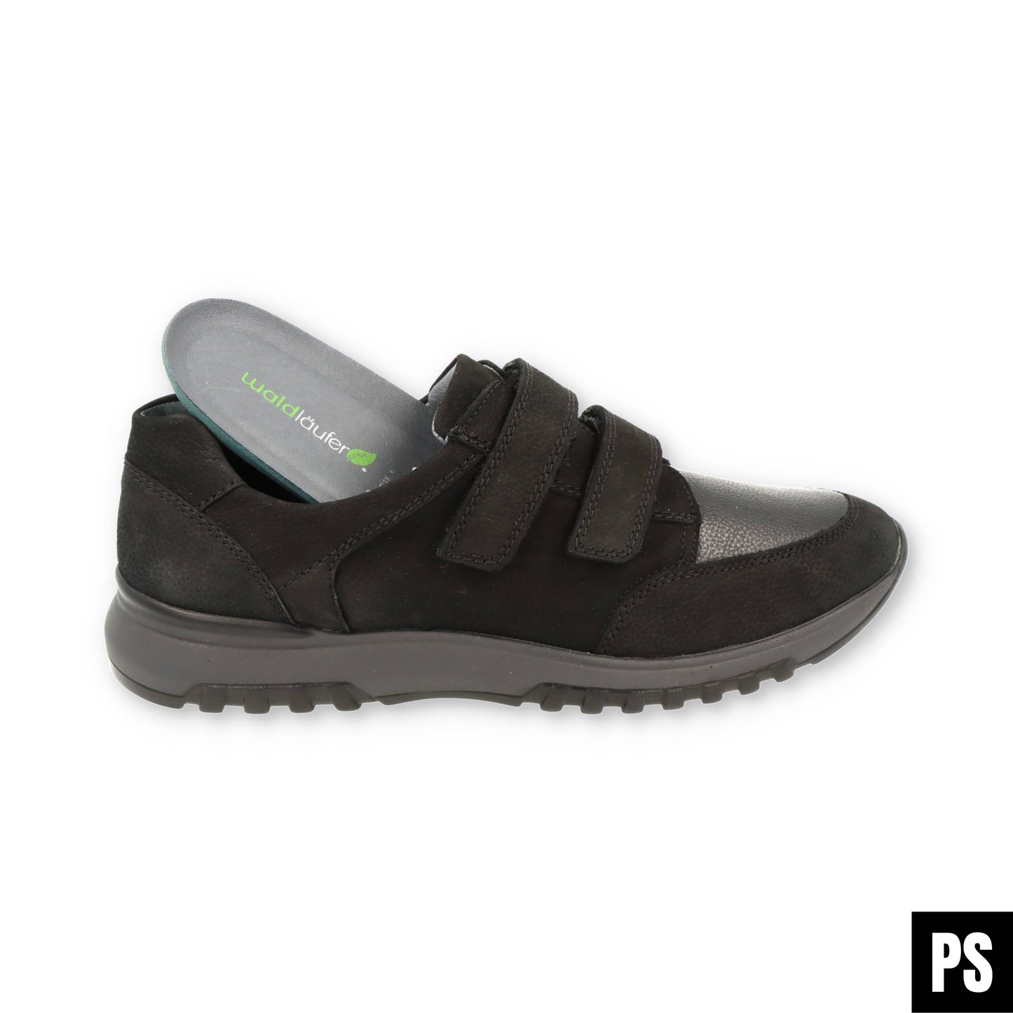 Waldläufer Klaas schwarz Stretch Herrenschuh Klettverschluss Weite K