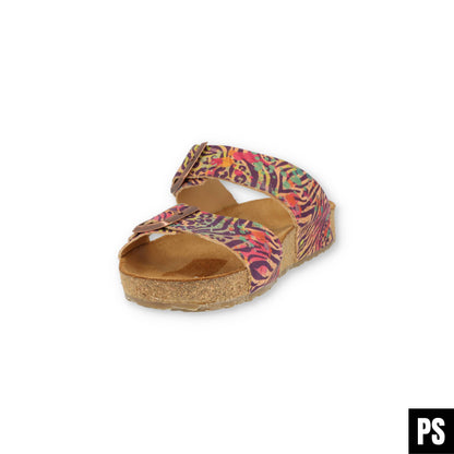 Haflinger Andrea Bio Pantolette Corkmulti Jungle Kork Fussbett