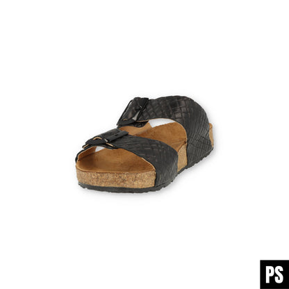 Haflinger Andrea Bio Pantolette schwarz intreccio Kork Fussbett