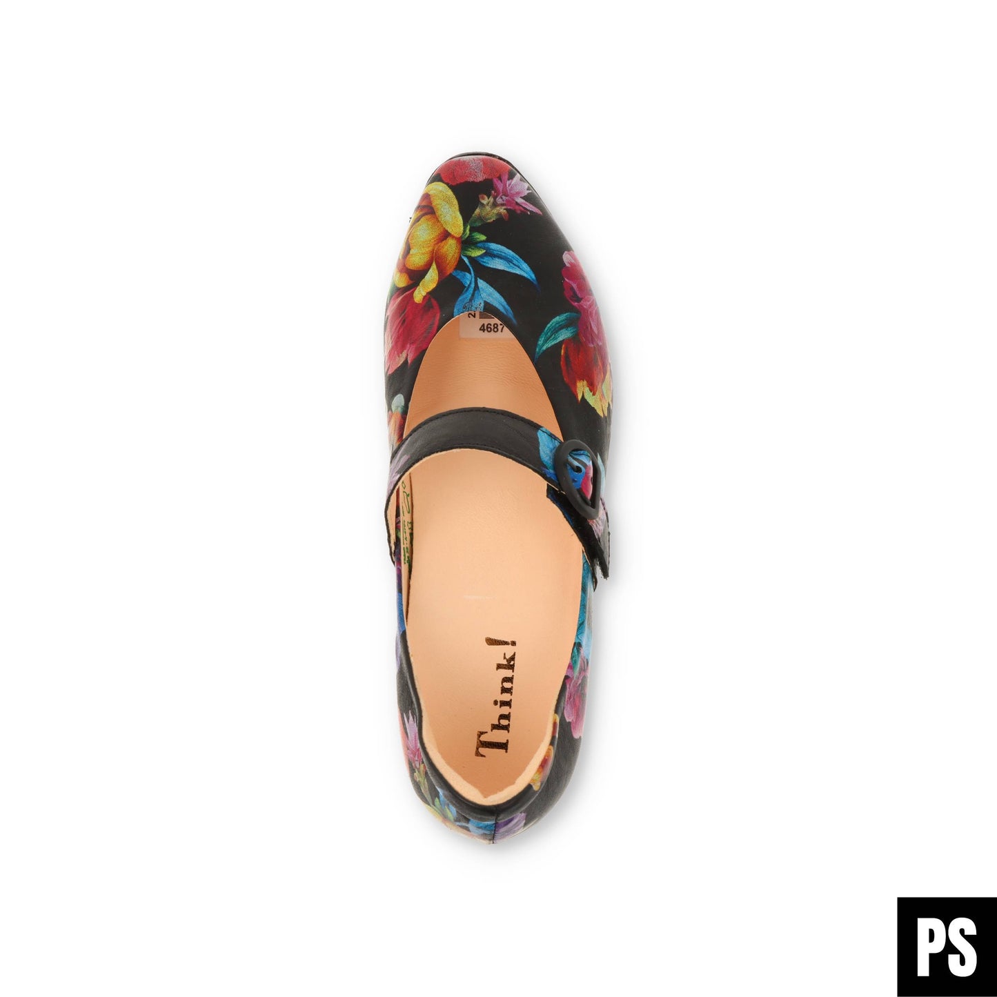 Think! Aida schwarz flower Damenschuh Weite F1/2 Pumps Ballerina