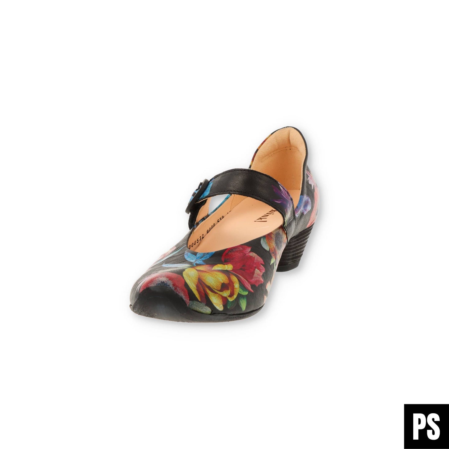 Think! Aida schwarz flower Damenschuh Weite F1/2 Pumps Ballerina