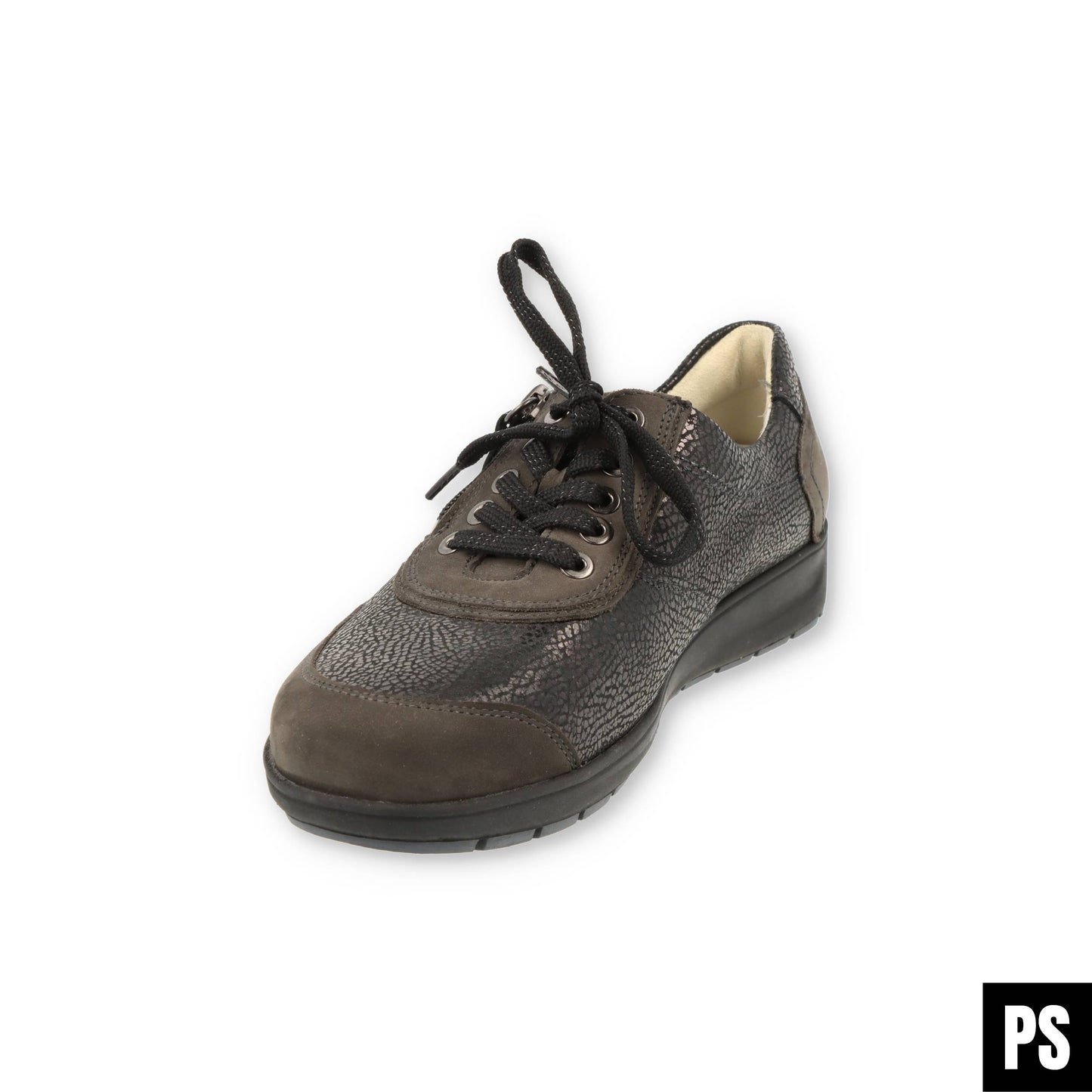 Waldläufer Mimi Olive schwarz Damenhalbschuh Schnürung+Reißverschluss