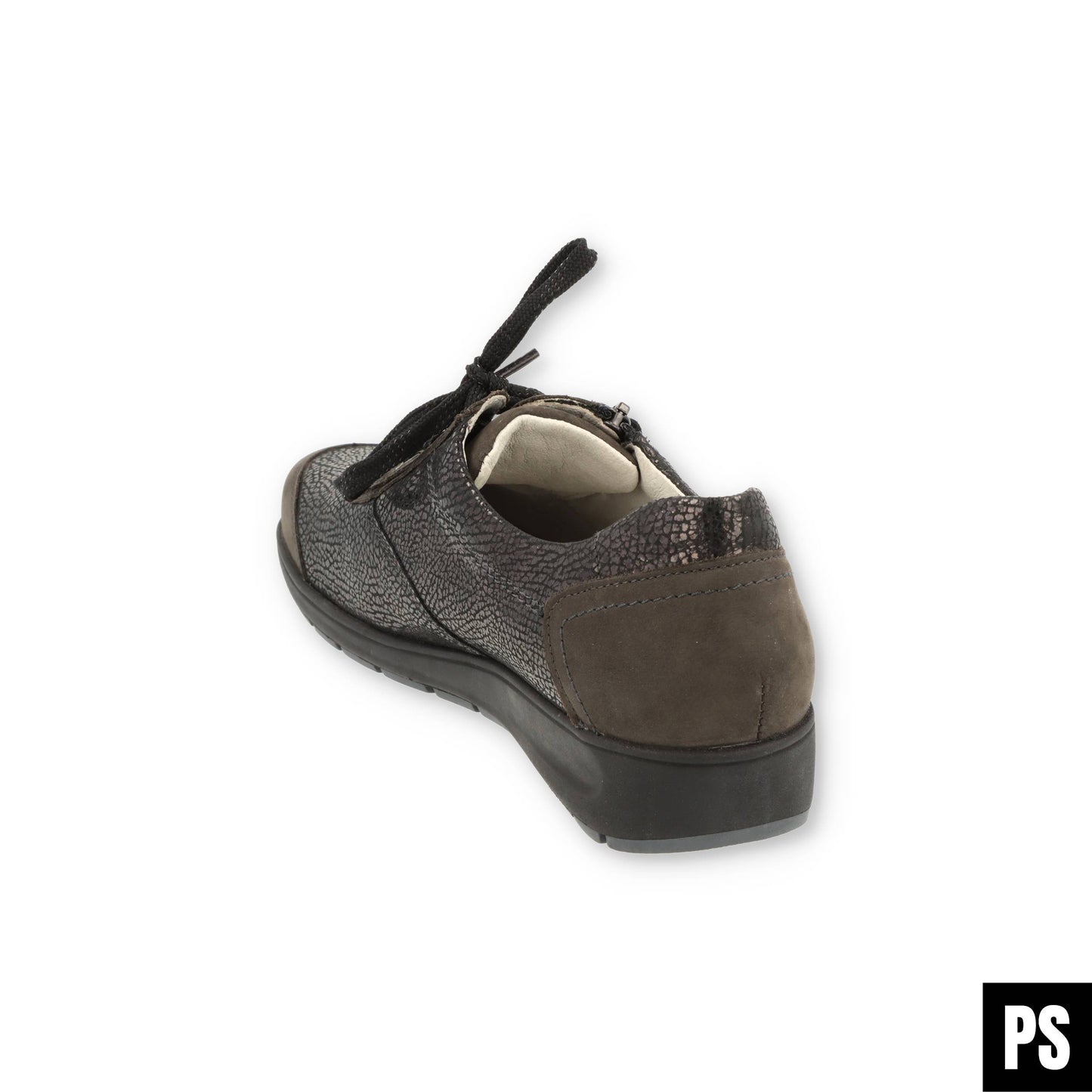 Waldläufer Mimi Olive schwarz Damenhalbschuh Schnürung+Reißverschluss