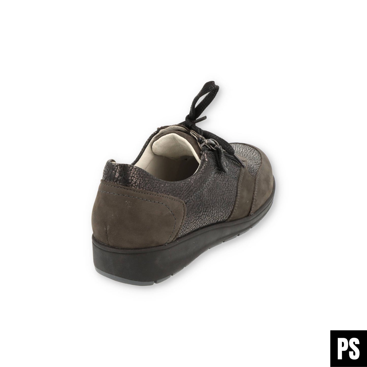 Waldläufer Mimi Olive schwarz Damenhalbschuh Schnürung+Reißverschluss
