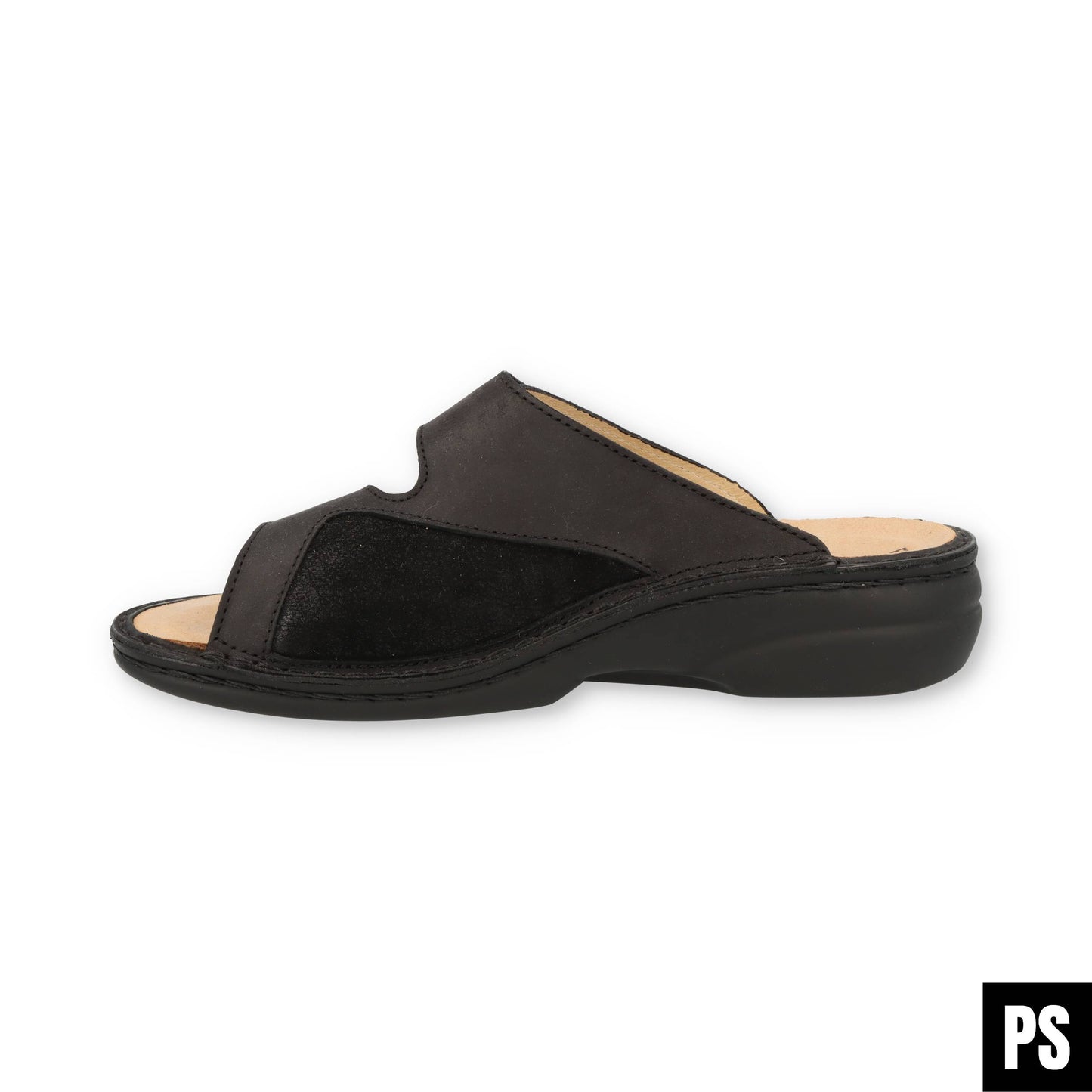 Finn Comfort Zeno Stretch Copper Schwarz Damen Pantolette Hausschuh