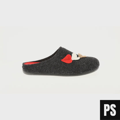 HAUSSCHUH PANTOFFEL - ANTHRACITA ROJO